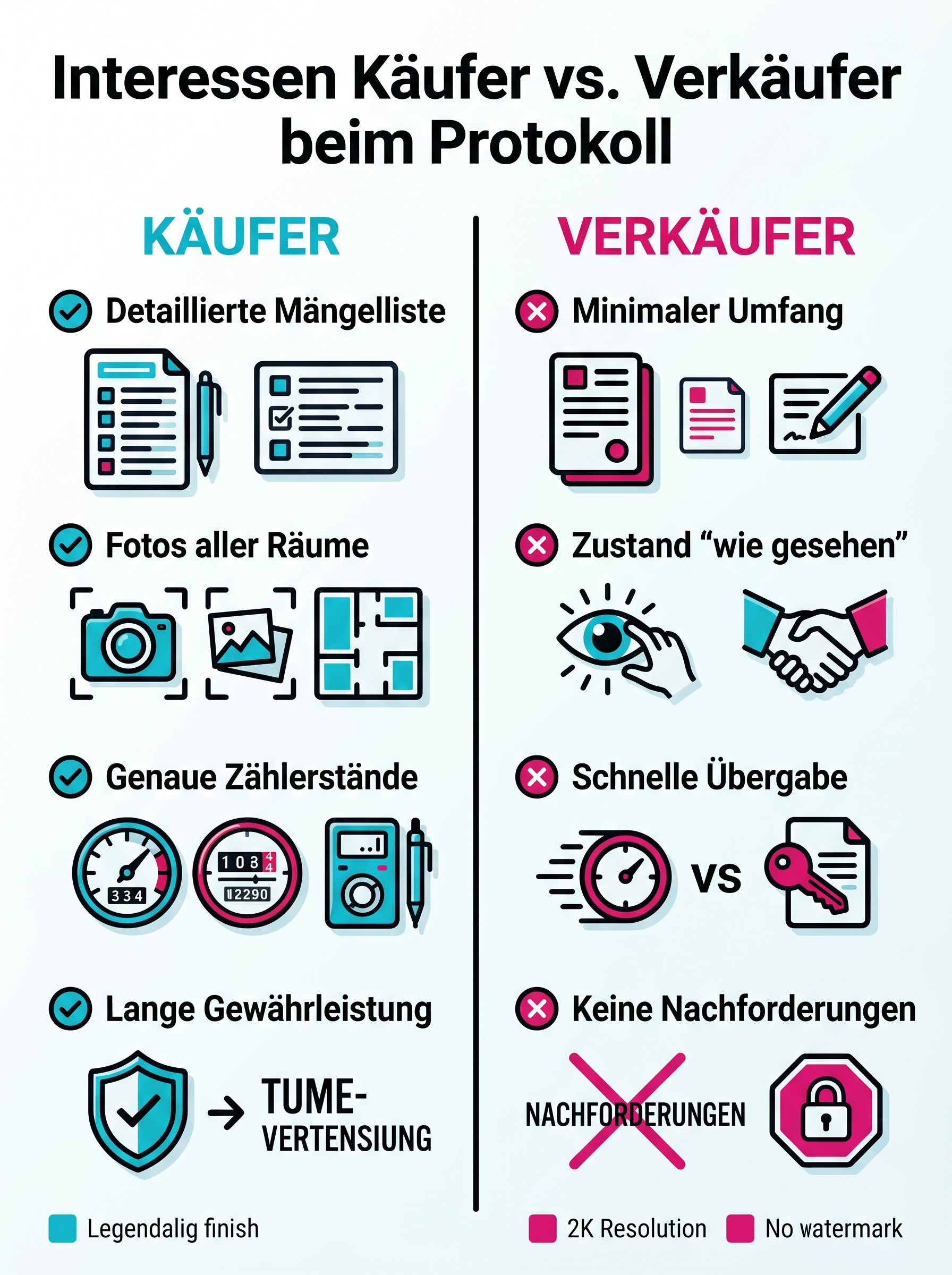 Interessen Käufer vs. Verkäufer beim Protokoll