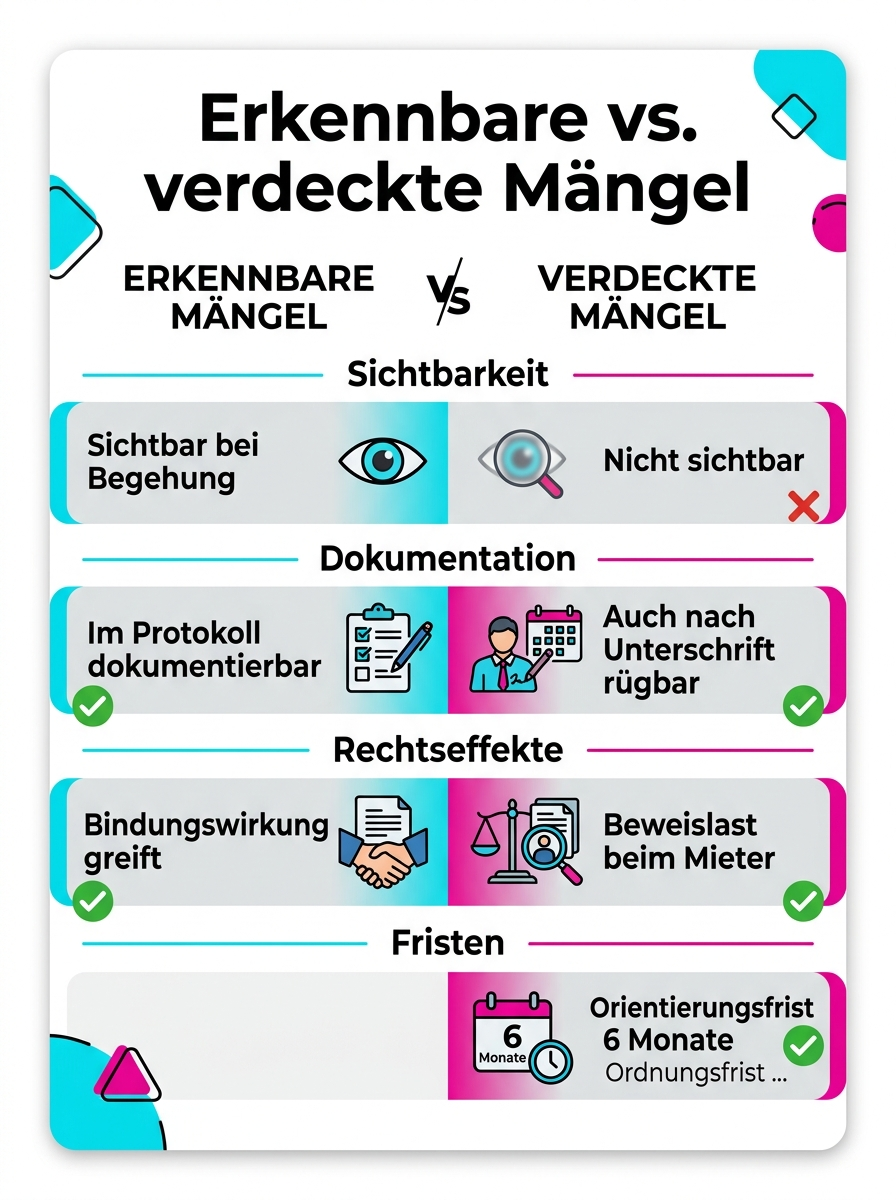 Erkennbare vs. verdeckte Mängel