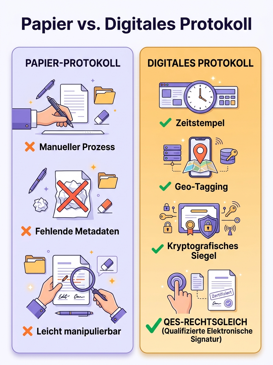 Papier vs. Digitales Protokoll