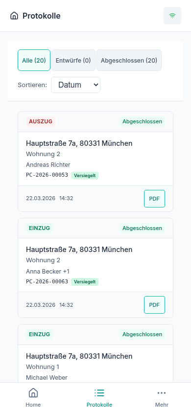 Protokollübersicht